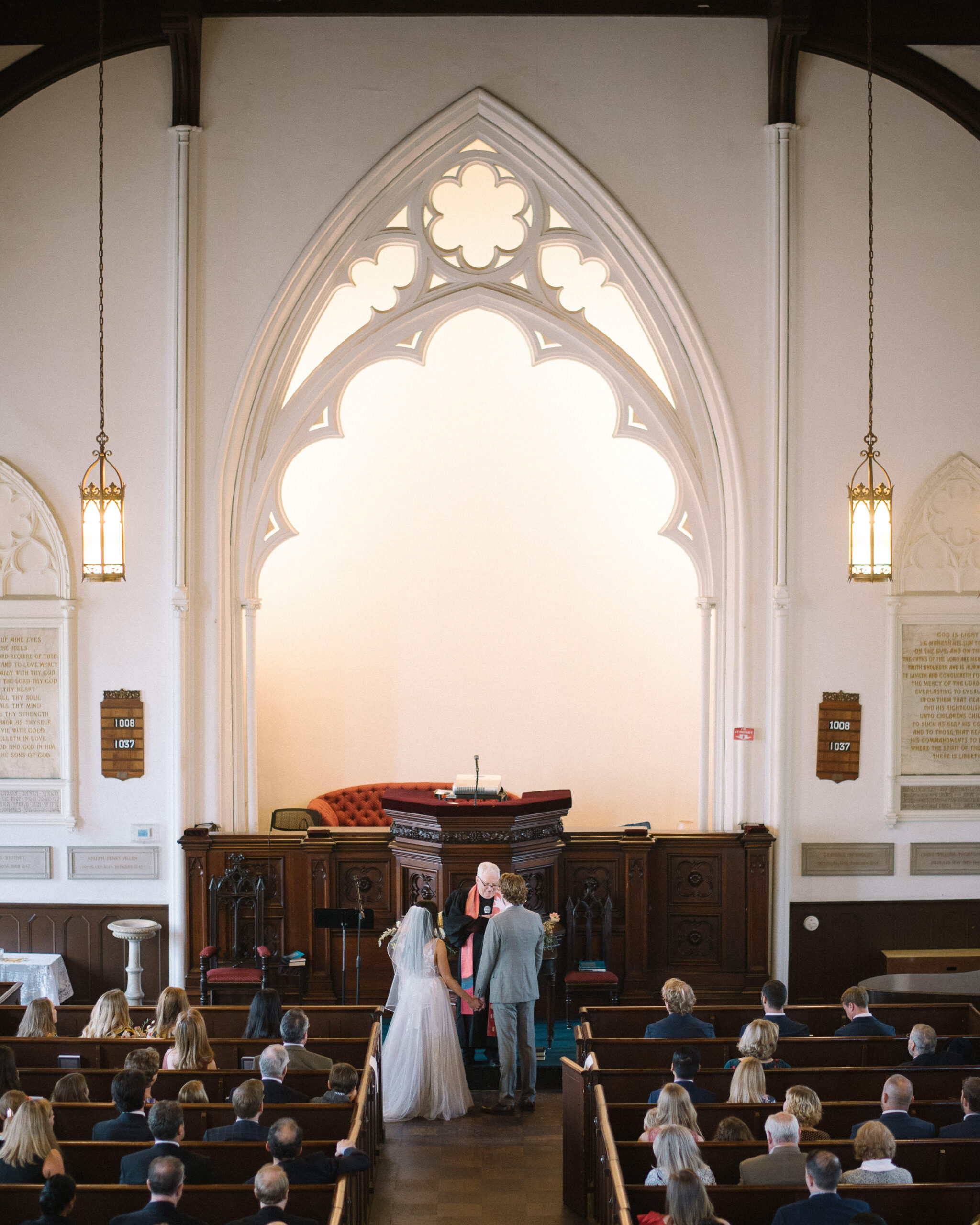 a wedding ceremony in the sanctuary